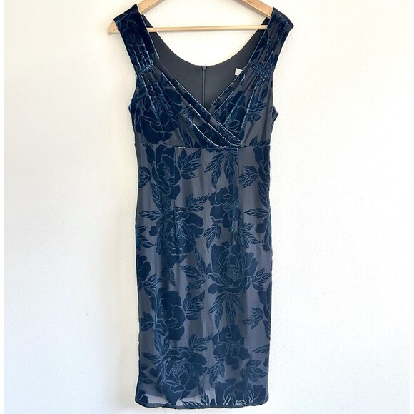 EUC Eva Rose Velvet Burnout Babydoll Dress Size M Dark Teal - Picture 1 of 16